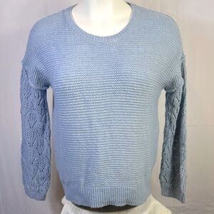 Knox Rose Blue Crew neck sweater size XXL open knit design sleeves new with tag